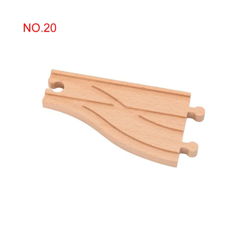New Wooden Railway Track All Kinds Fork Rail Bifurcation Beech Wood Track Accessories Fit for Thomos Wooden Train Tracks Toy