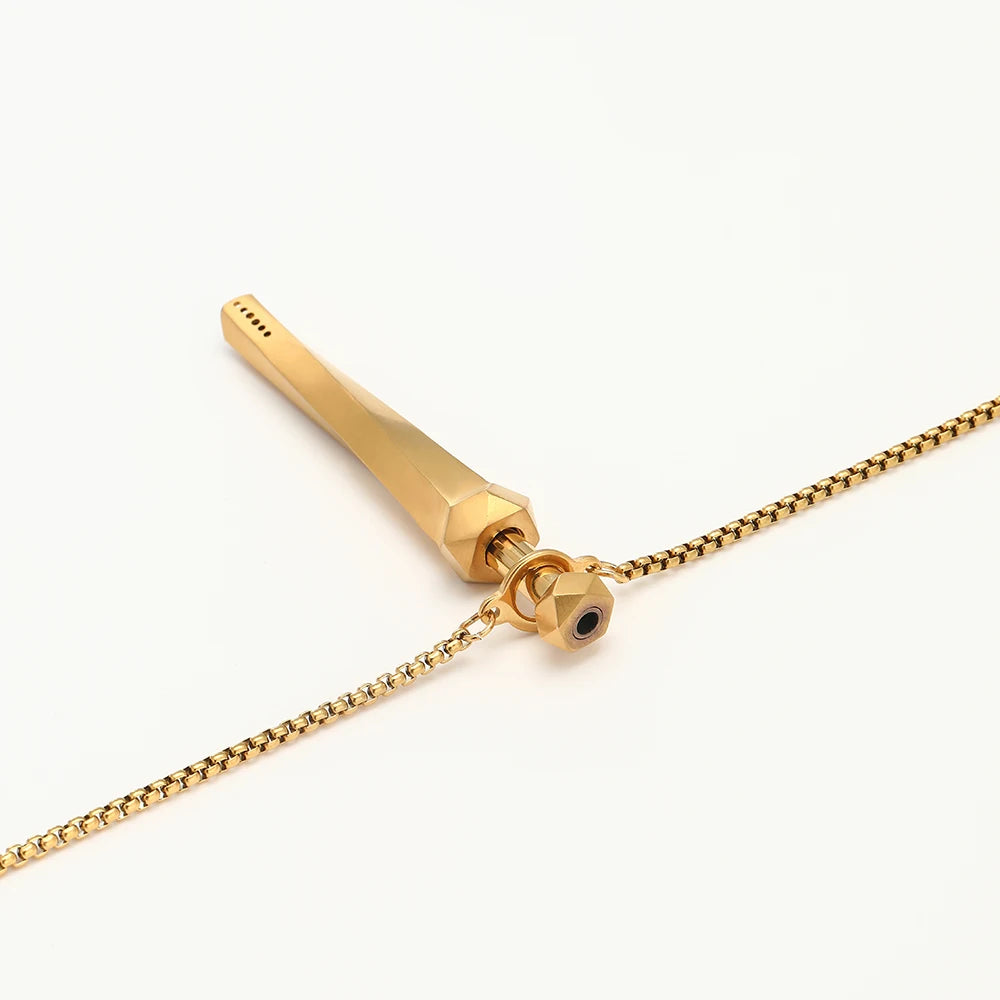 Geometric Cut Breathing Necklace: 2-in-1 Spring Telescopic Straw for Anxiety Relief, Stress Relief & Mindfulness