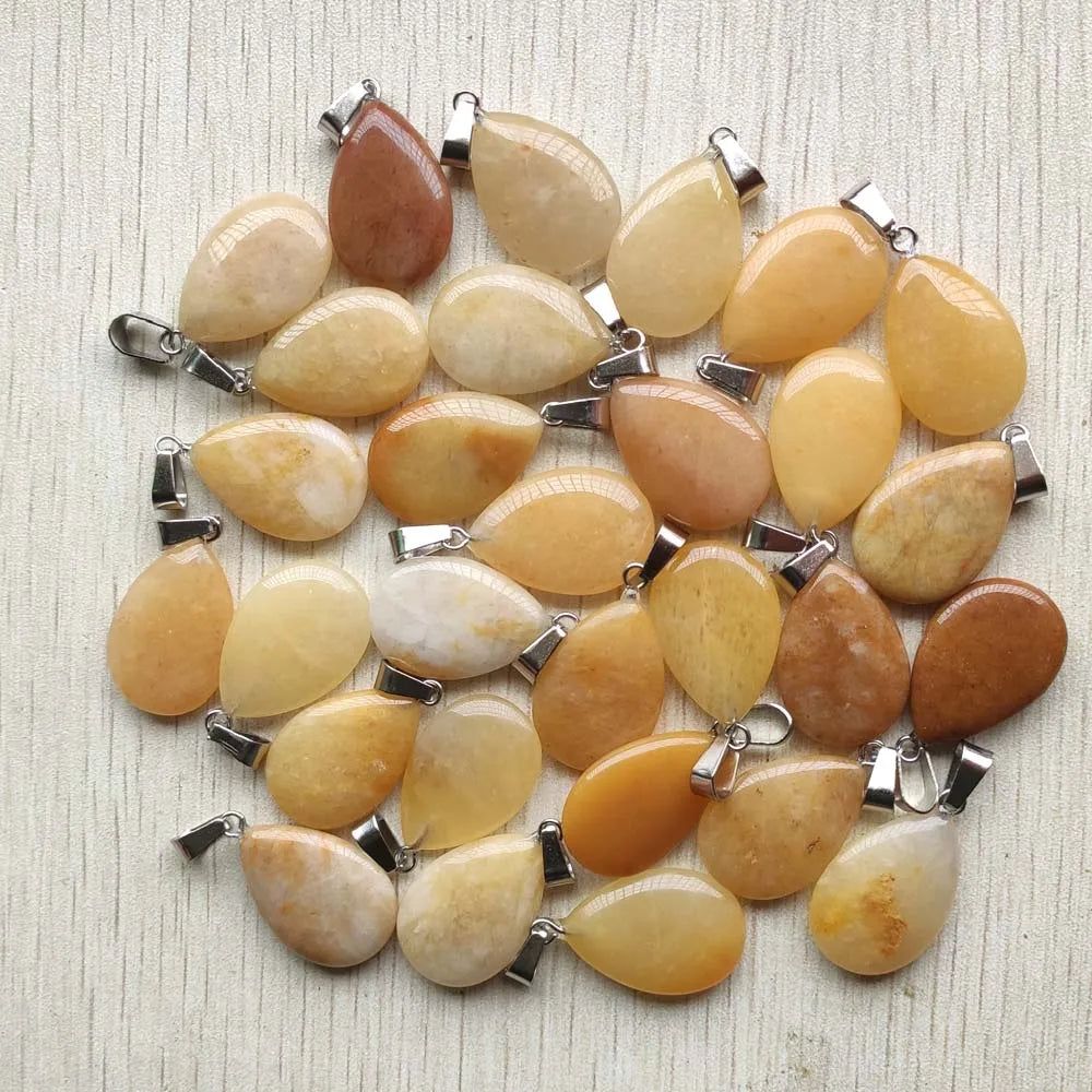 Wholesale 50pcs/lot 2023 trendy hot sell natural stone water drop shape pendants  charms for Necklaces making Fast shipping