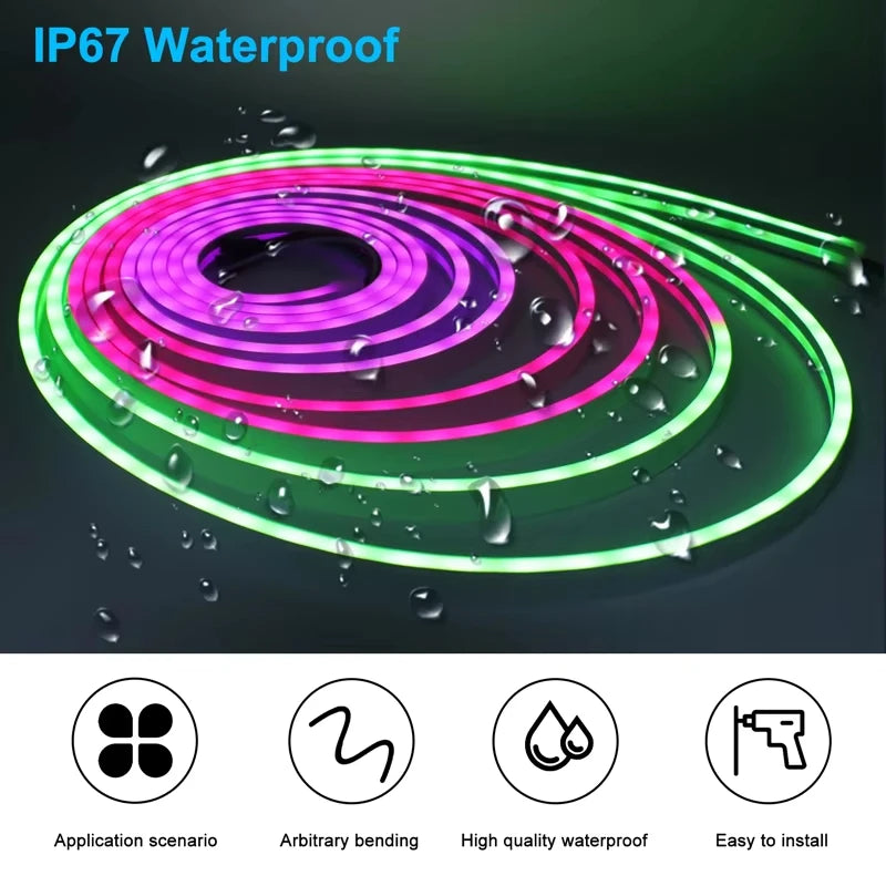 5V RGBIC Neon LED Strip Bluetooth APP Control Music Sync Dream Color Chasing Light For Home Party Holiday Wall DIY Decoration