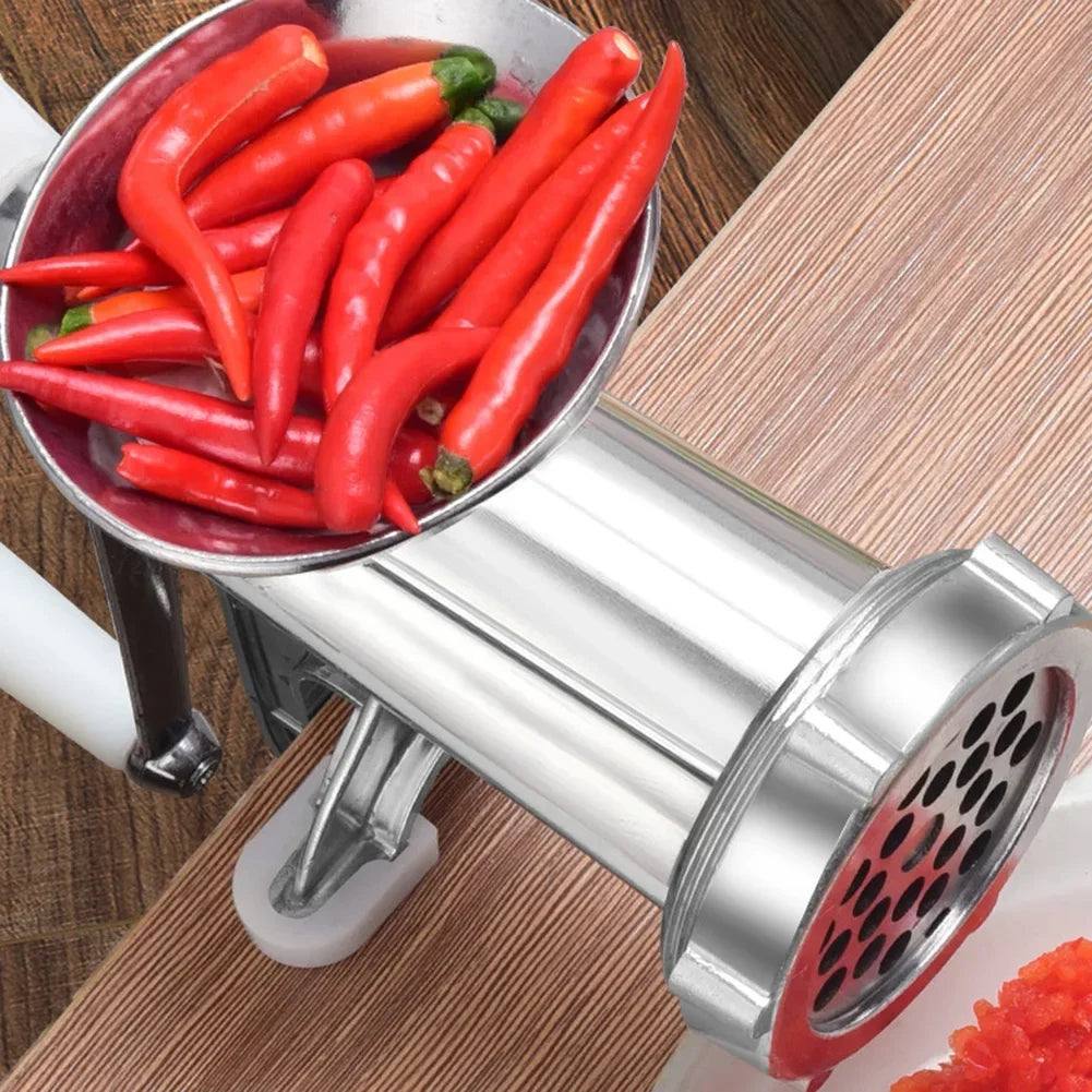 Manual Meat Grinder Stainless Steel Hand Crank Food Processor with Table Clamps Multipurpose Kitchen Tool for Meat Vegetable