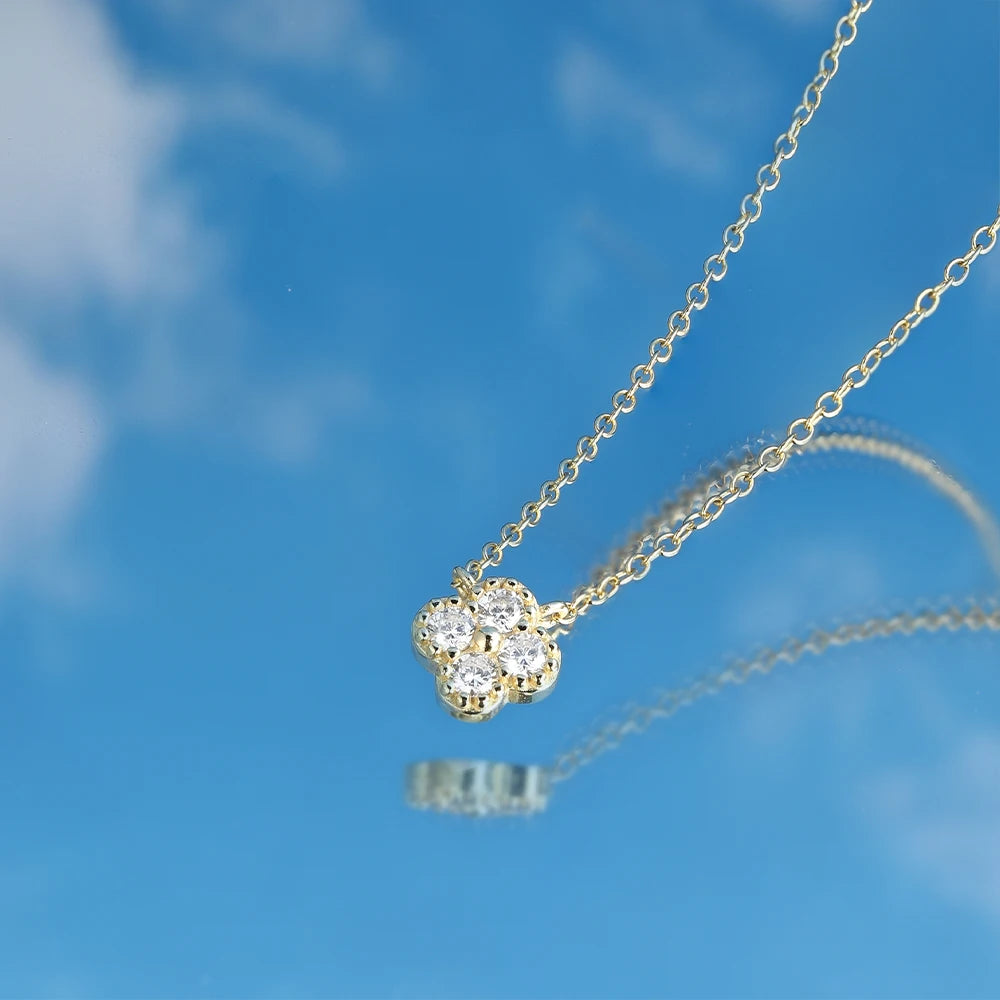 Aide Plata Real 925 Sterling Silver Lucky Lady Necklace European And American Four-leaf Clover Chain Necklace Turquoise Necklace