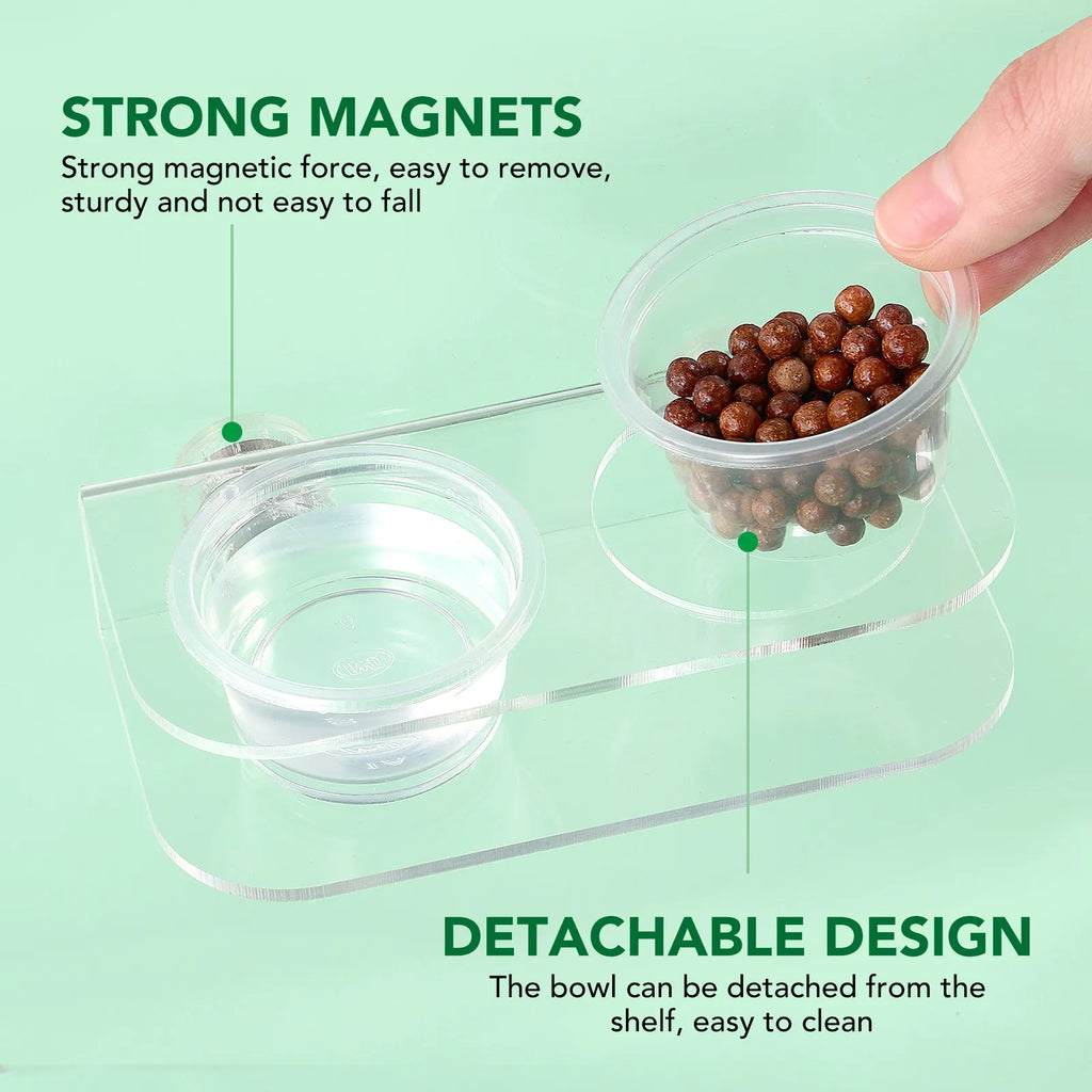 10 Reptile Feeding Cups Gecko Food Bowl Magnetic Pet Dishes Water Tank Supplies Easy Clean Durable Acrylic Small Animals Pet