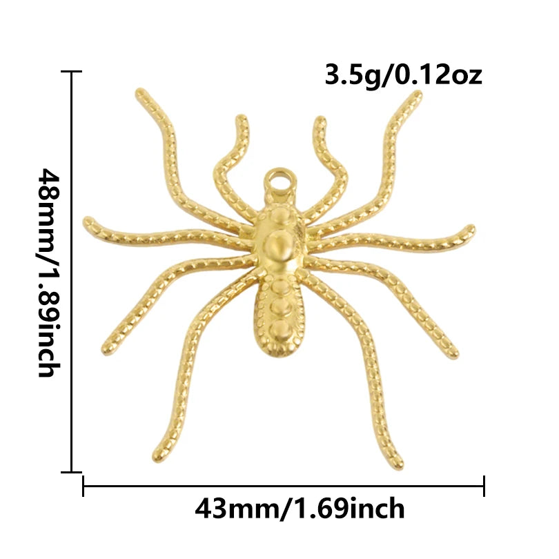5pcs Stainless Steel Bee Spider Cicada Butterfly Dragonfly Flower Tree Grass Pendants Insects Charms Jewelry Making Accessories