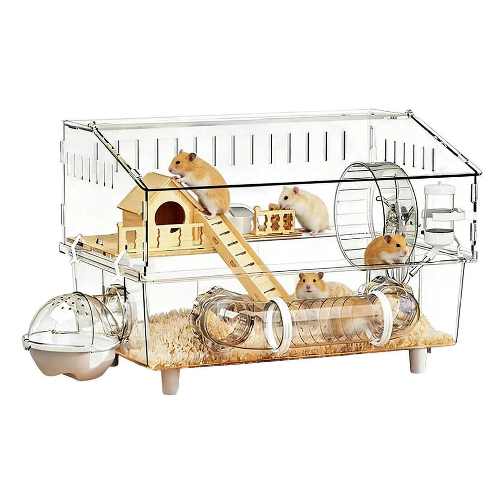 Large Hamster Cage 17.7x11.8x13.5 in Enrichment Detachable Crate Pet Mouse Cage for Outdoor Travel Pet Small Animal House Play