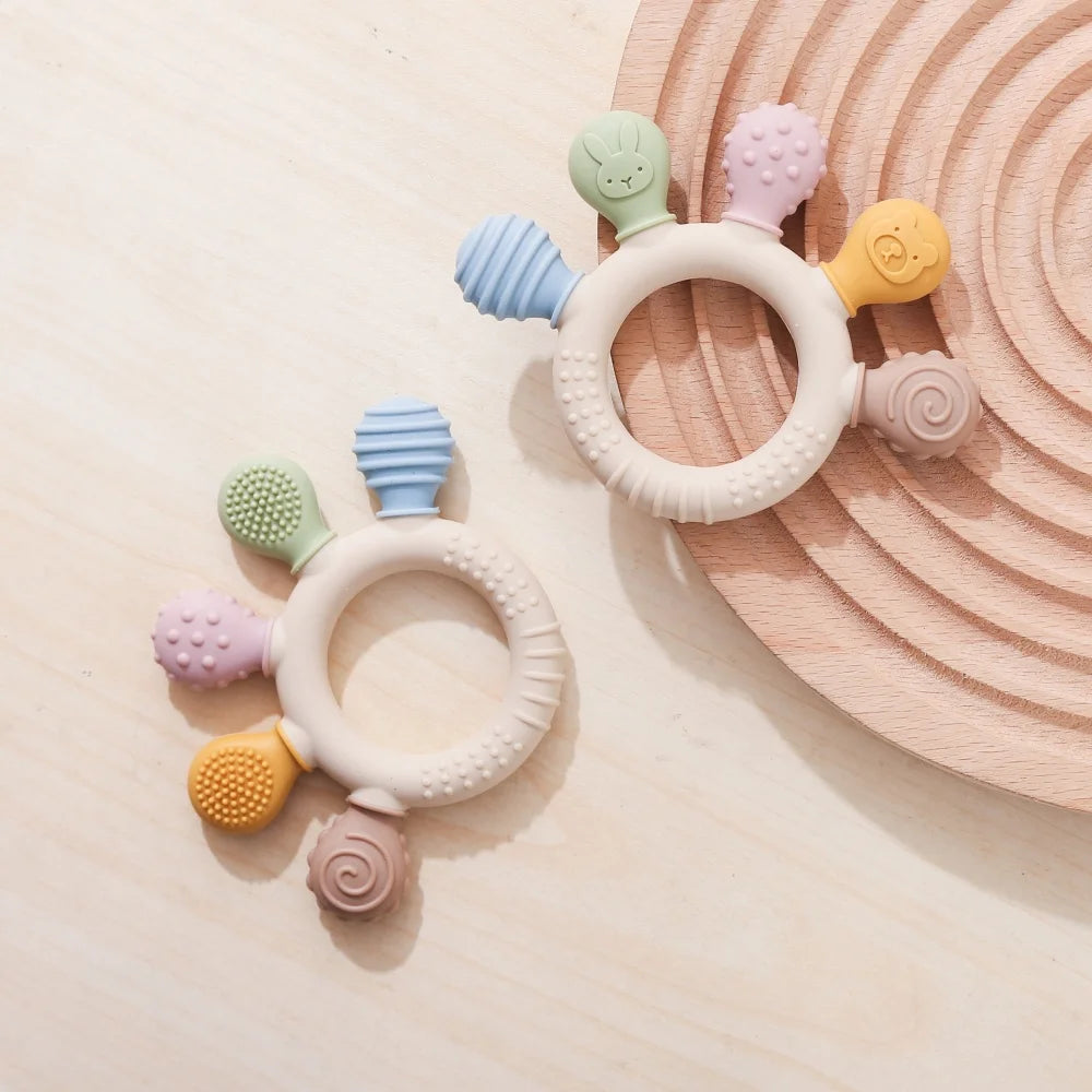 Baby Silicone Teether Anxiety Teething Toys 0 12 Months Toys Food Grade Silicone Ring Bracelet for Baby Soothing Tooth Chew Toys