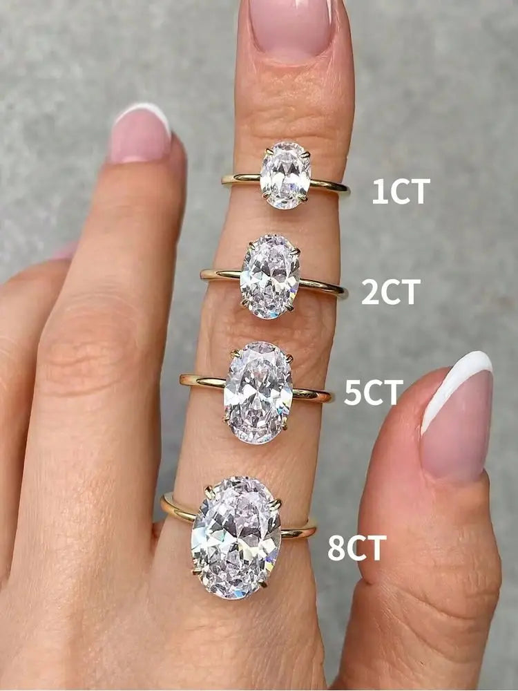GRA 1-3CT 925 Sterling Silver Engagement Rings Oval Cut Solitaire Cubic Zirconia Wedding Promise Rings for Women Fine Jewelry