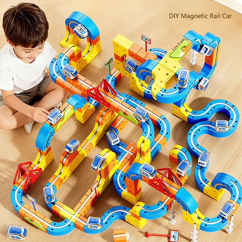 Kids Magnetic Track Car Toy Children Electric Anti-gravity Train Railway Model Magic Race Cars Toys for Boys 3 Years Birthday