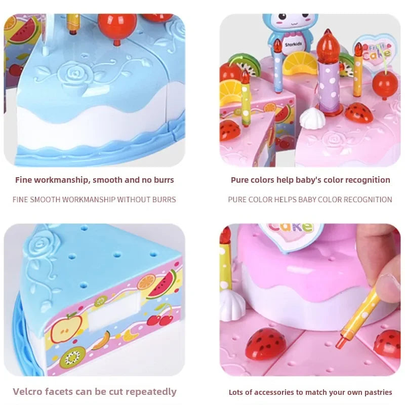 Children Pretend Cake Goodies Play Simulated Kitchen Toys Plastic Cutting Food Kids Toy Object Cognition Boys Girl Birthday Gift
