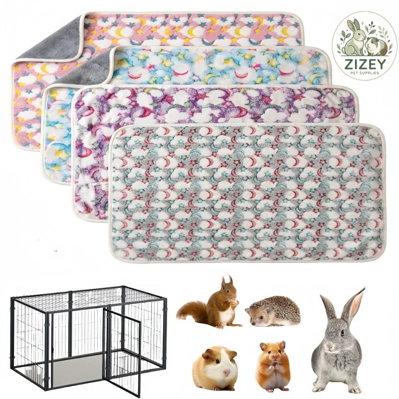 Reusable Small Animal Cage Pad, 47in×24in, Guinea Pig Cage Liner, Reusable Bedding Perfect Fleece Liner for Guinea Pig & Rabbit