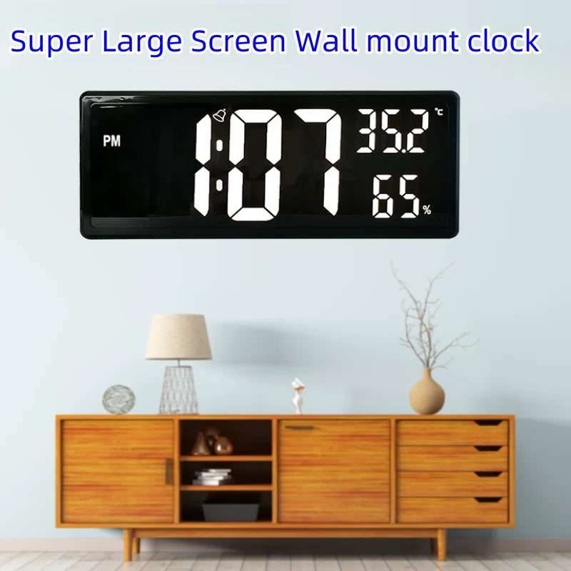 1PC Super Large Screen Wall Mount Clock, Hanging Stand Optional BIG BOWL Clock Living Room LED Digital Clock for Home Decor