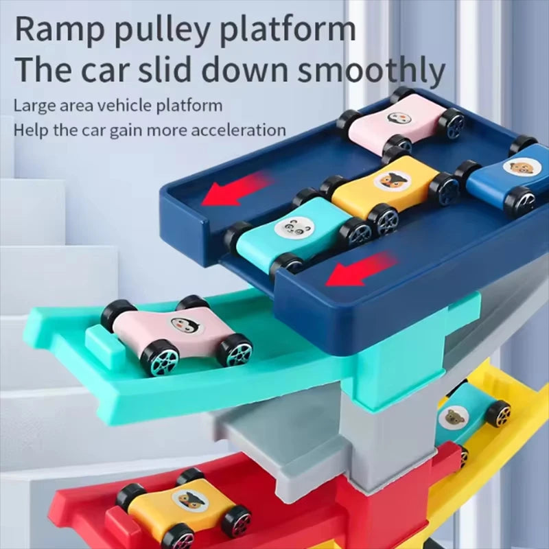 Baby Toys Children's Gliding Track Car Mini Car Inertia Girl Kids 3-Year-Old Boy Toy Multi Layer Cartoon Puzzle Slide Car Toys