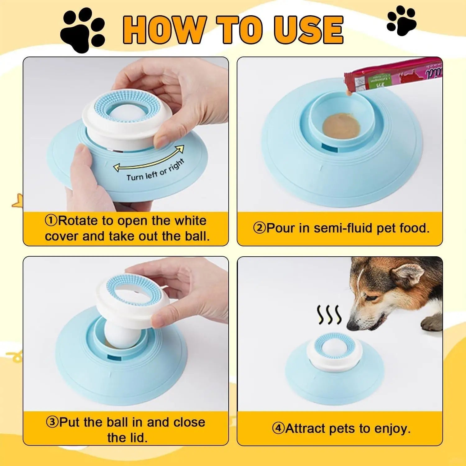 1pcs Dog Lick Bowl with Ball, Anti-Slip Licking Mat for Anxiety Relief, Slow Feeder for Liquid & Soft Food, Cat Dog Toy