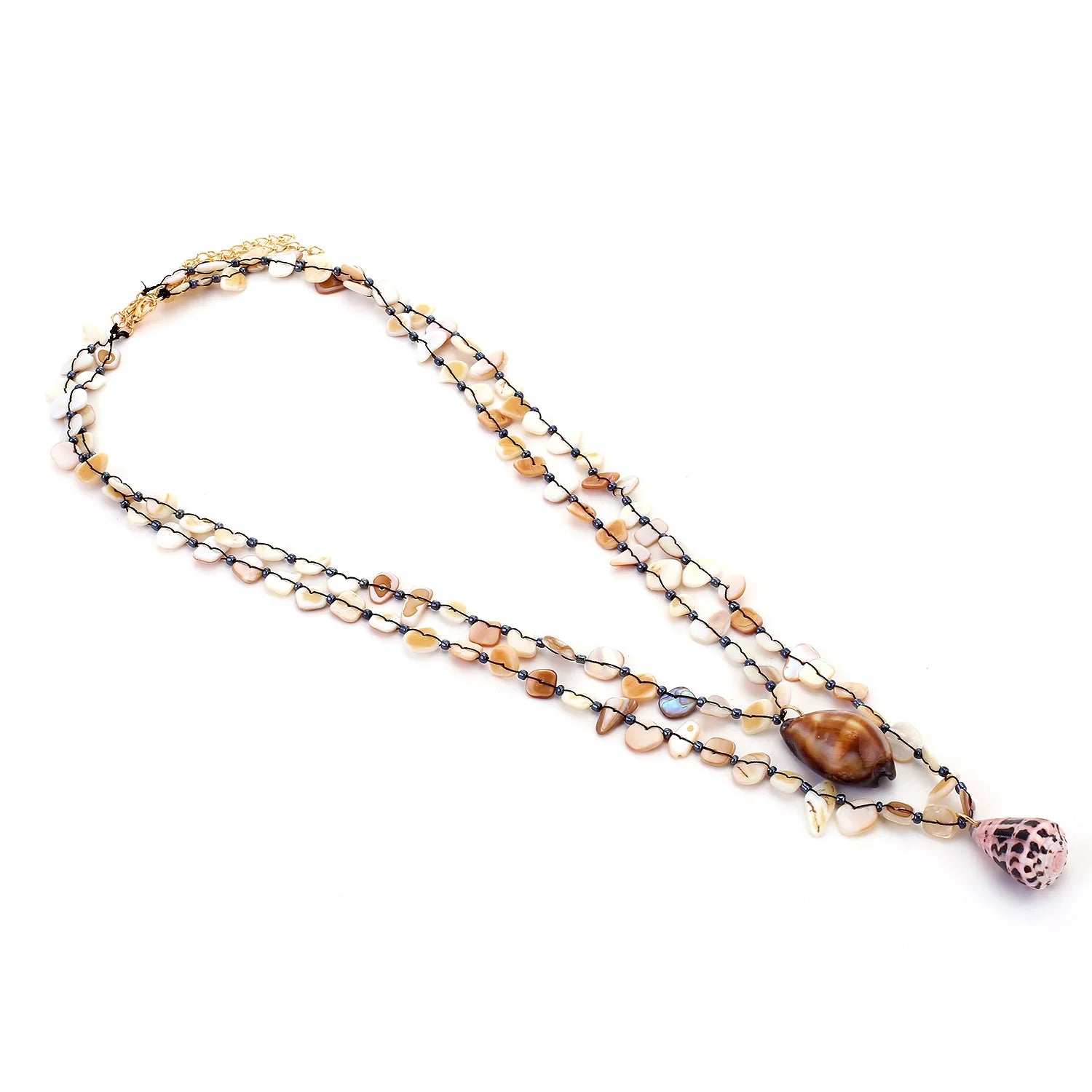 Bohemian Handmade Shell Conch Pendant Necklace for Women Double-layer Long Necklaces Statement Jewelry for Beach Summer 2026