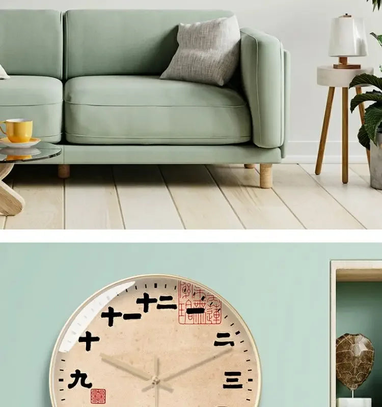 Personality Art Wall Clock Classical Retro Teahouse Study House Creative Decoration Chinese Household Decorative Mute Wall Clock
