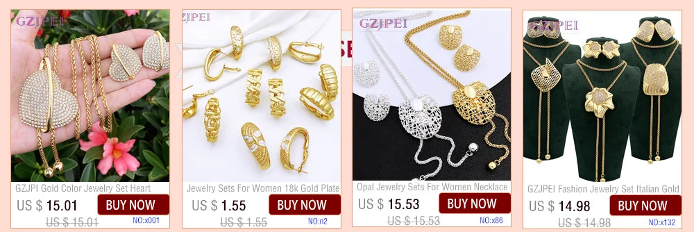 Dubai Jewelry Set For Women 18K Gold Plated Luxury Necklace Earrings Bracelet Ring For Wedding Party Mother's Day Gift On Sale