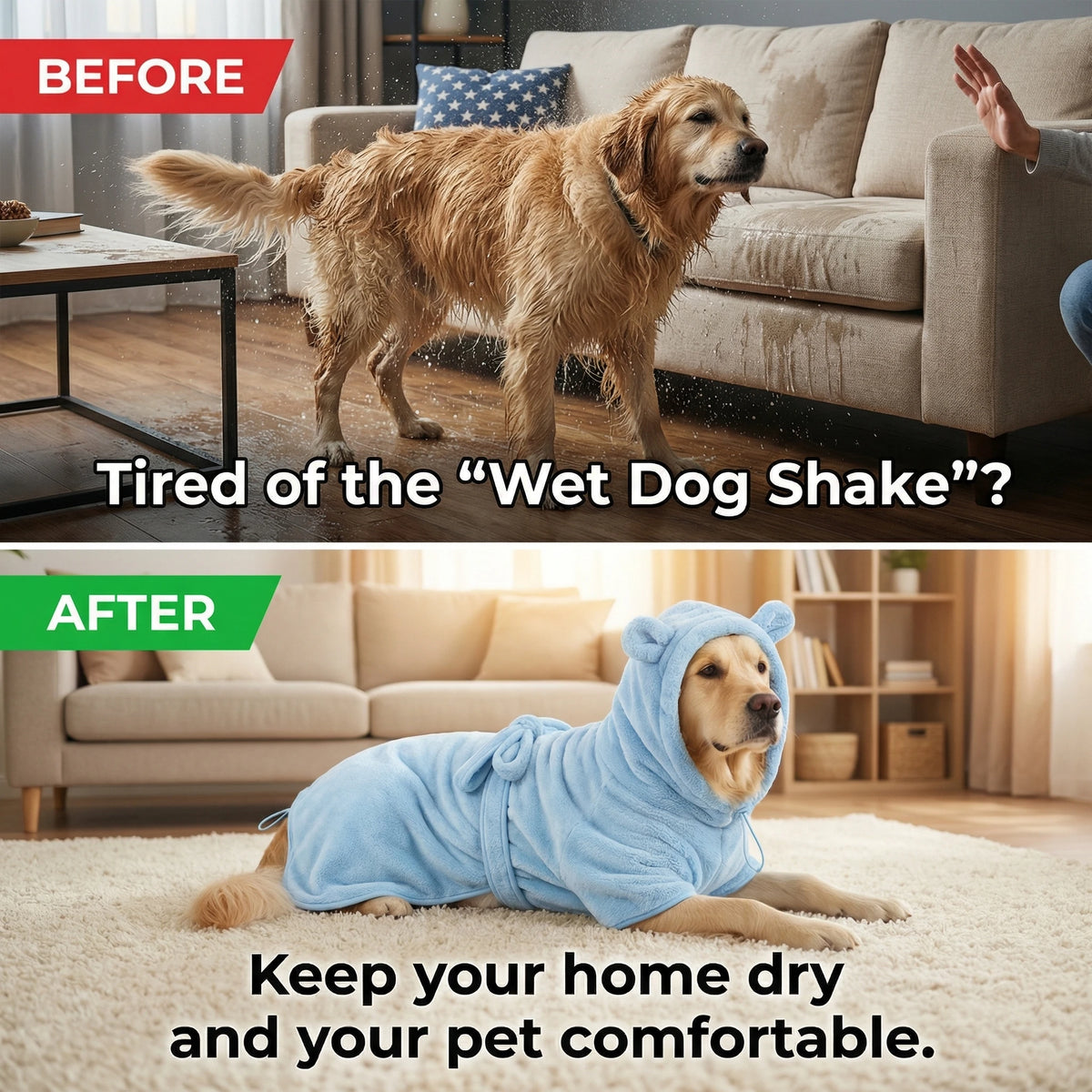 Quick Drying Soft Pet Bath Towel Robe Absorbent Soft Pet Bathrobe Dog Bath Towel for Small Big Medium Dogs and Cat