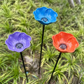 Garden Metal Flower Bird Bath Stake with Copper Bird Water Cleaner Disk Outdoor Yard Bird Water Bowl Bird Feeder Garden Ornament