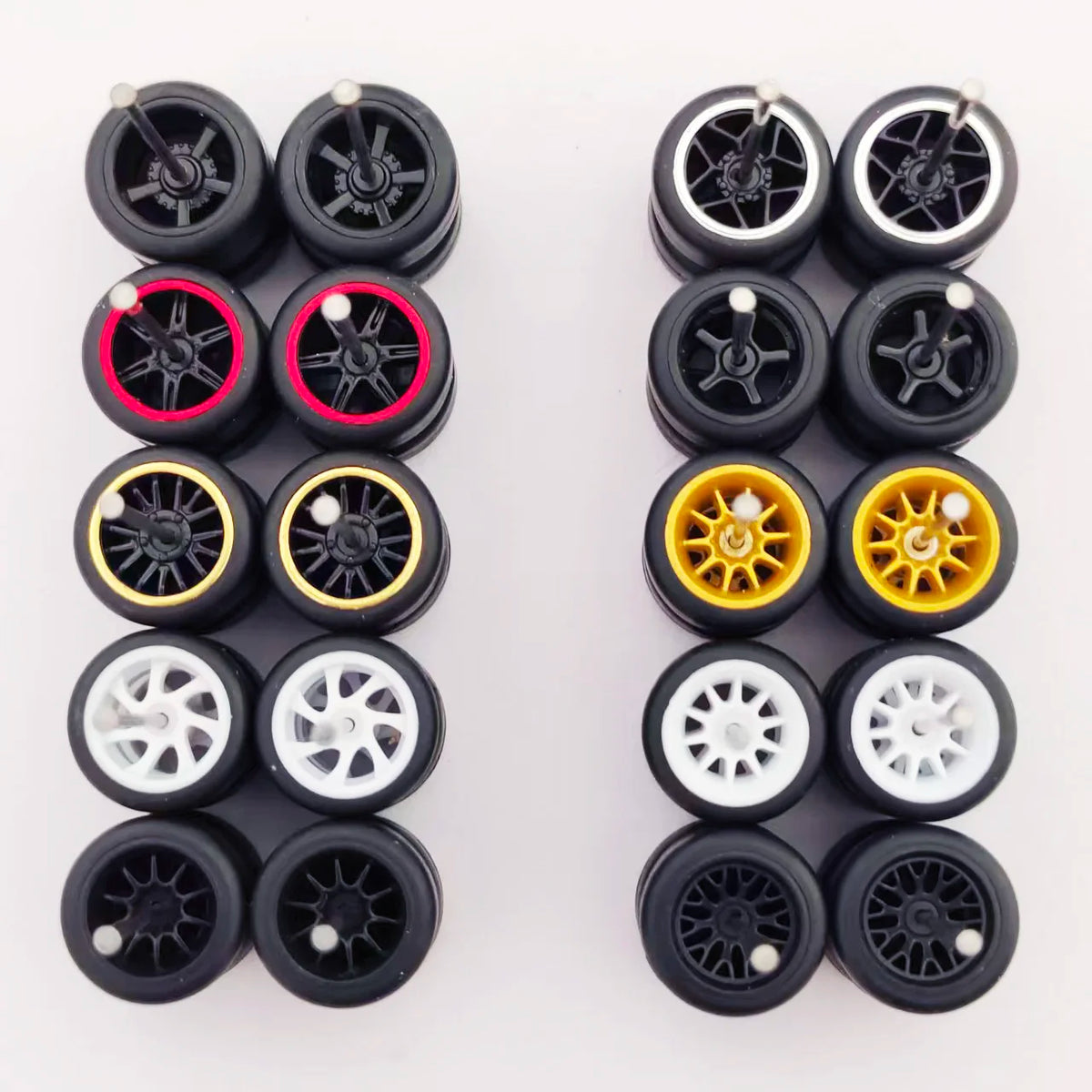 10 Sets 11/12/13/14/17mm 1/64 Alloy Car Wheels Rubber Tires W Axle for HW/Matchbox/Domeka/Evo 1:64 Car Model SUV Off Road Truck