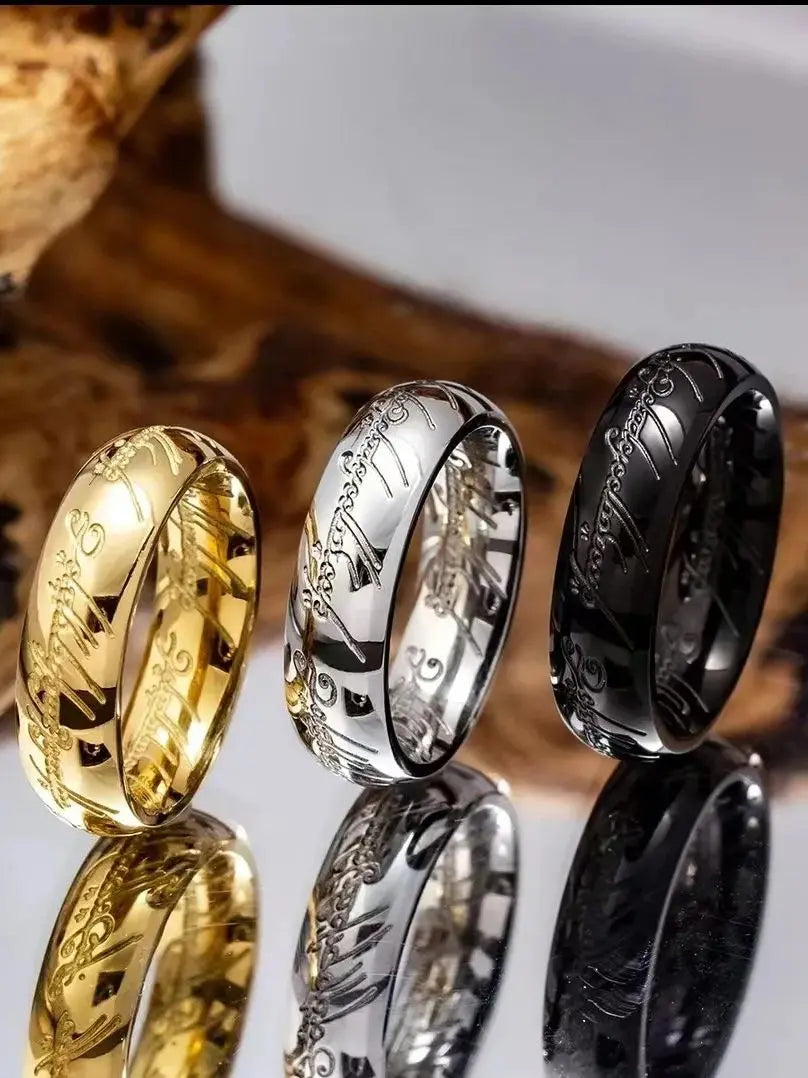 Lord of the one Rings thick chain advanced pearl chain movie with the same necklace ring hip-hop 3D carving inside and outside.