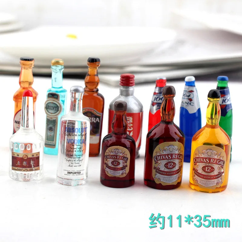 1:12 Doll House Decration Accessories Mini Food Coffee Drink Ice Cream Wine Cup Bottle for Doll DIY Kitchen Toys