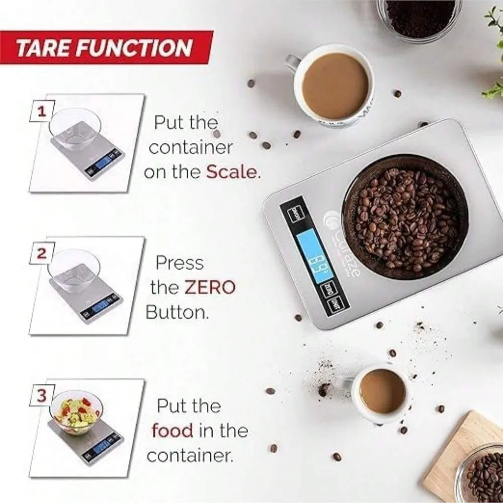 10kg Kitchen Scale,Digital Kitchen Scale with Tare Function, Electronic Coffee Brewing Scale, LCD Display Stainless Steel Screen