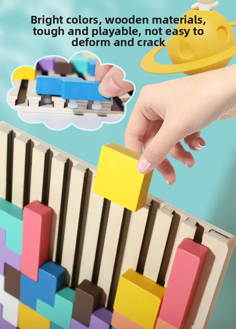 3D Wooden Puzzle, Building Blocks, Puzzle Game, Baby Logic Training Puzzle Toys, Parent-Child Interactive Games