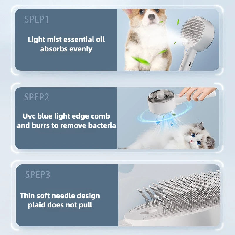 Pet Massage Comb, Cat and Dog Spray One-click Hair Removal Comb, Comb Ultraviolet Mite Removal Comb, Pet Supplies