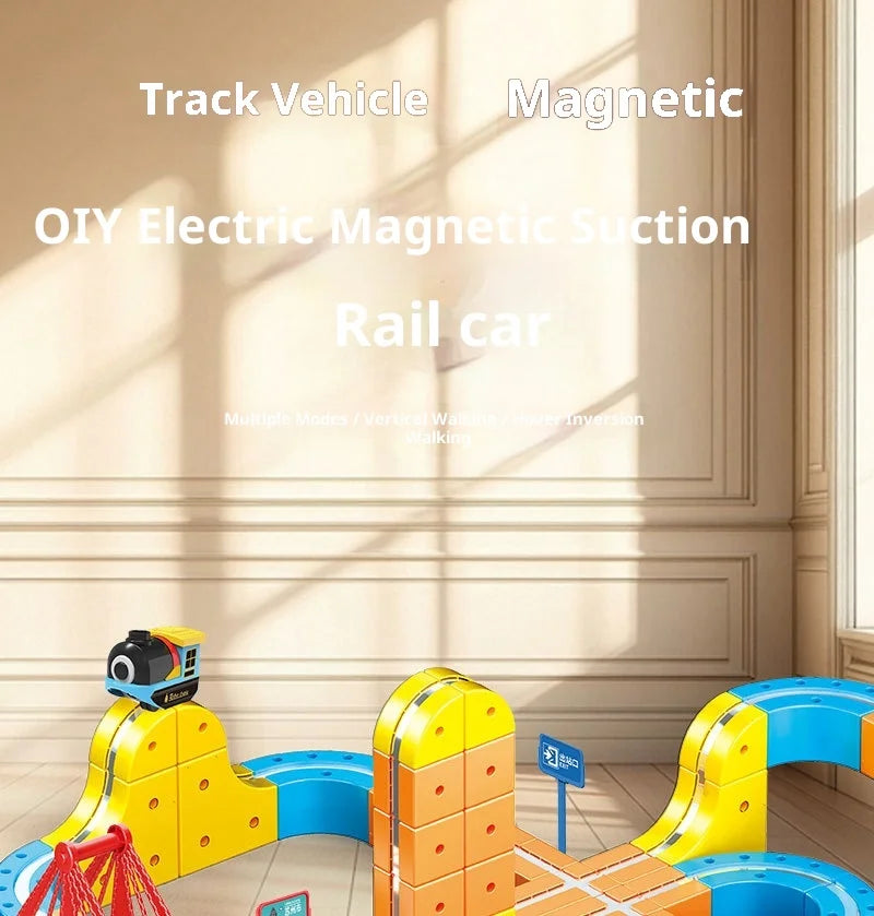 Huagen Magnetic High Speed Train Diy Transformable Suspension Track Car Anti Gravity Electric Vehicle Model Educational Toy Set