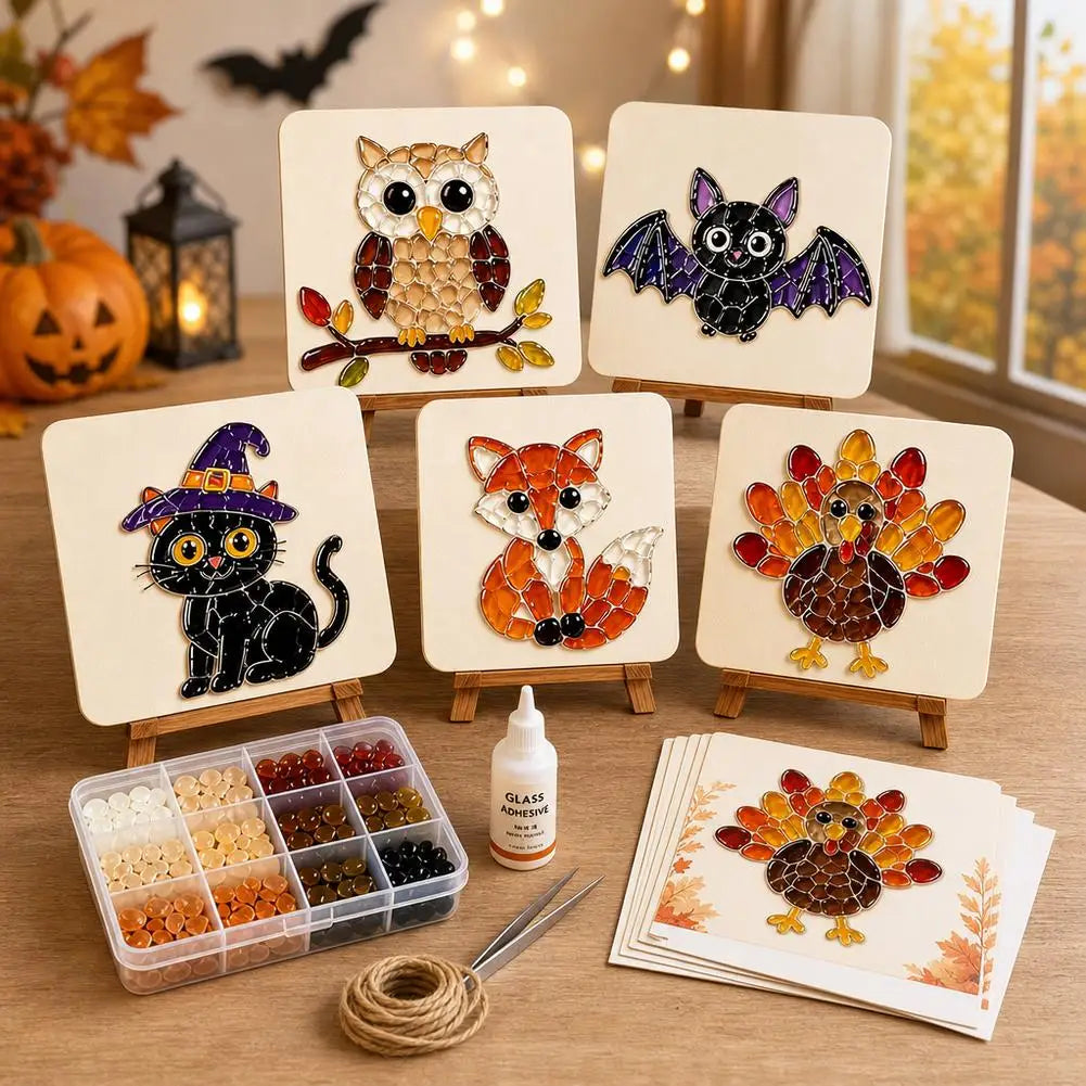 Halloween Sea Glass Mosaic DIY Art Kit for Adults Xmas Themed Seaglass Craft Set Handmade Christmas Sea Glass Art Kit Home Decor