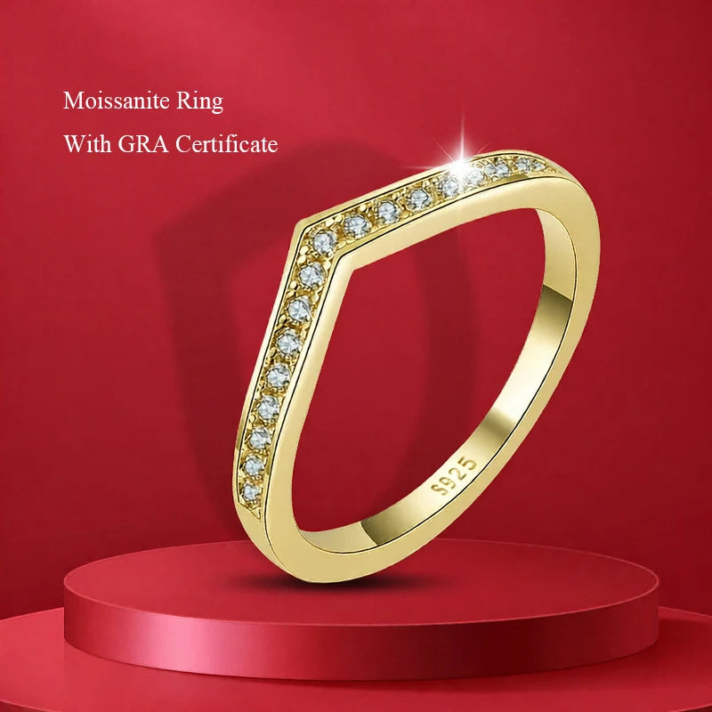1.0mm-3.5mm Round Brilliant Cut Moissanite Wedding Rings Half Eternity Band 925 Silver Lab Diamond Wedding Ring With Certificate