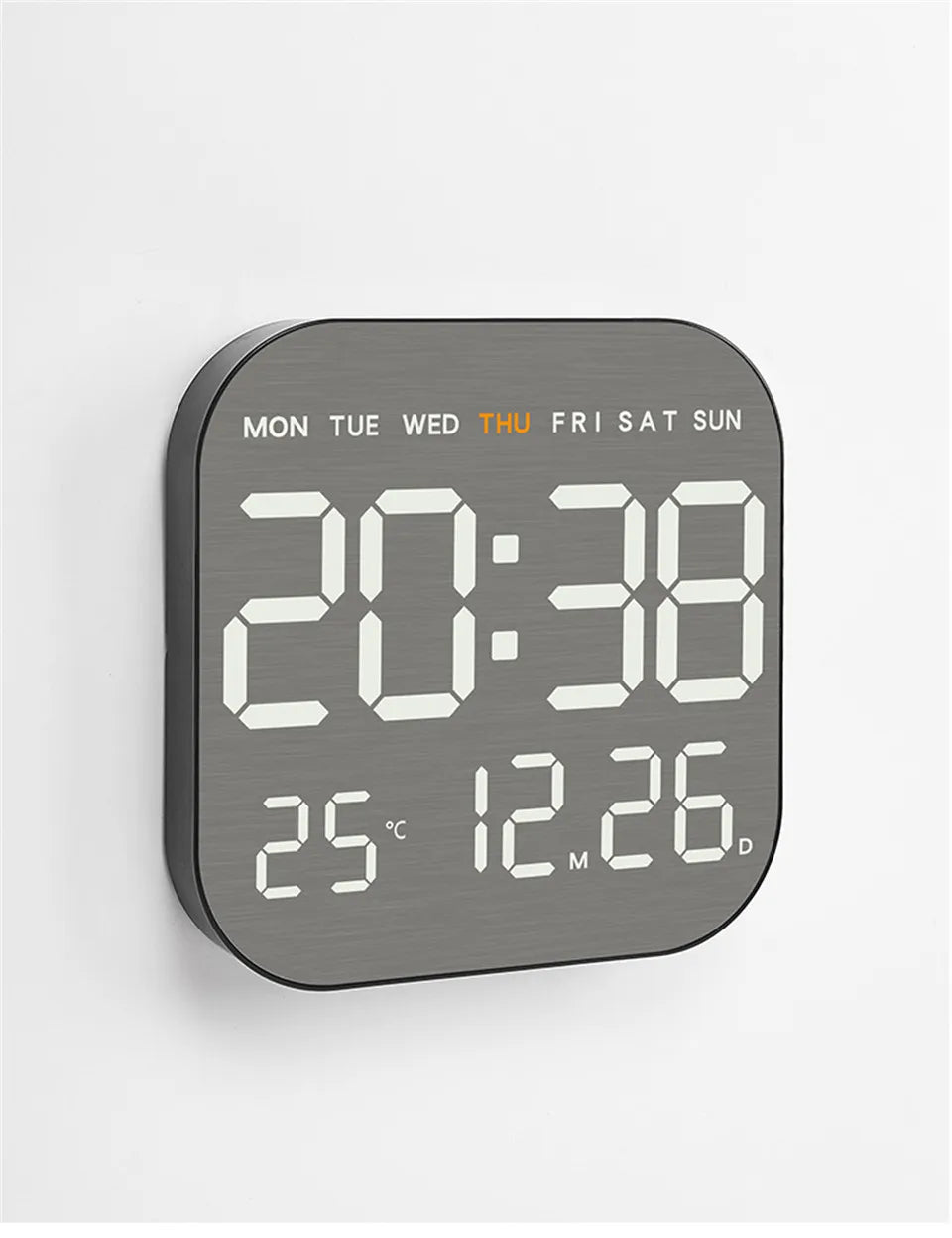 Mirror Brushed Finish Wall Clock Premium Feel Silent Wall Clock Table Alarm Clock Temp Display Bedroom Office Living Room Decor