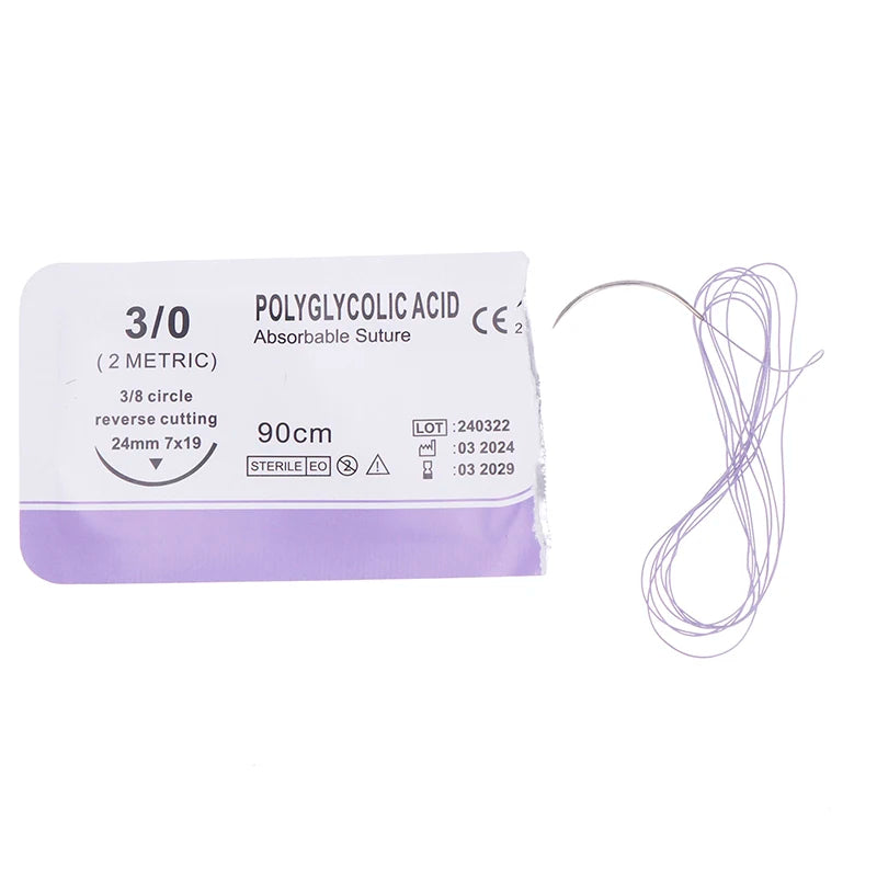 Absorbable Suture Thread Pet Dog Specific PGA 90CM With Needle 2-0 3-0 4-0 Teaching Demonstrations Exercises Use