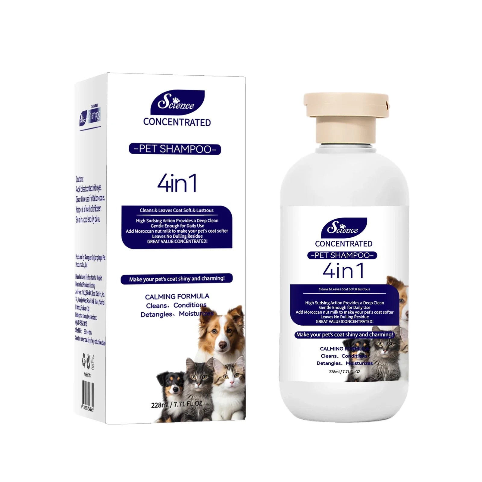 228ML Soothing Pet Grooming Shampoo for Sensitive Skin - Hypoallergenic Formula for Cats and Dogs