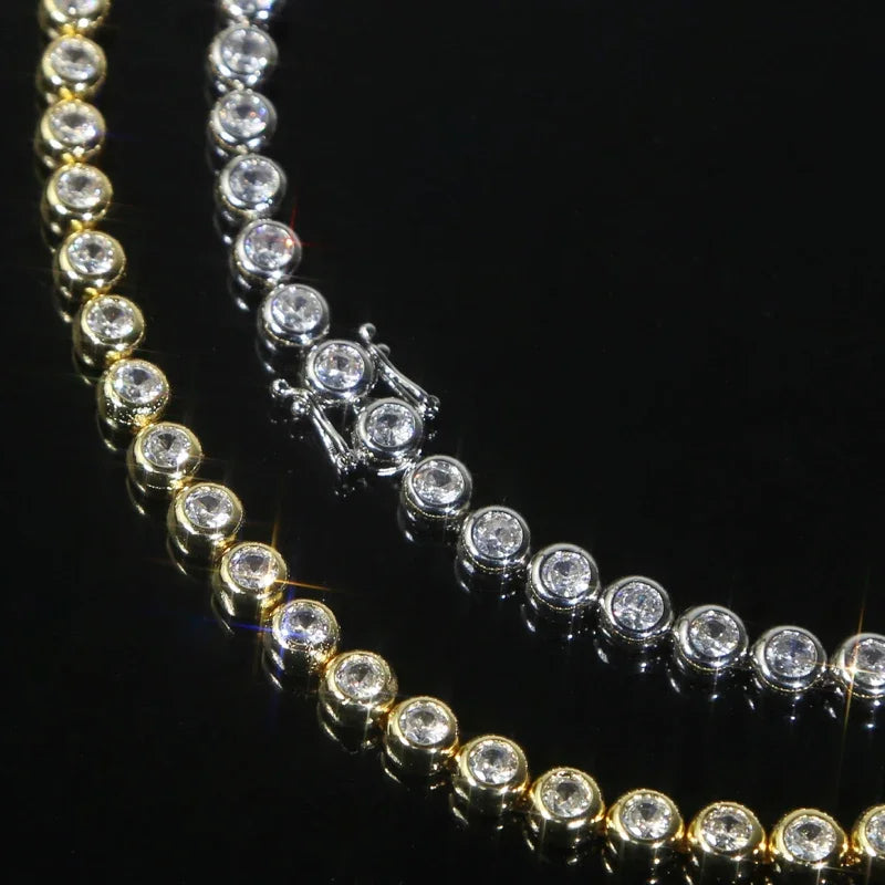 Geometric Round Beaded CZ Jewelry 5A Cubic Zirconia Tennis Necklace 2024 New Bracelet Necklace Set