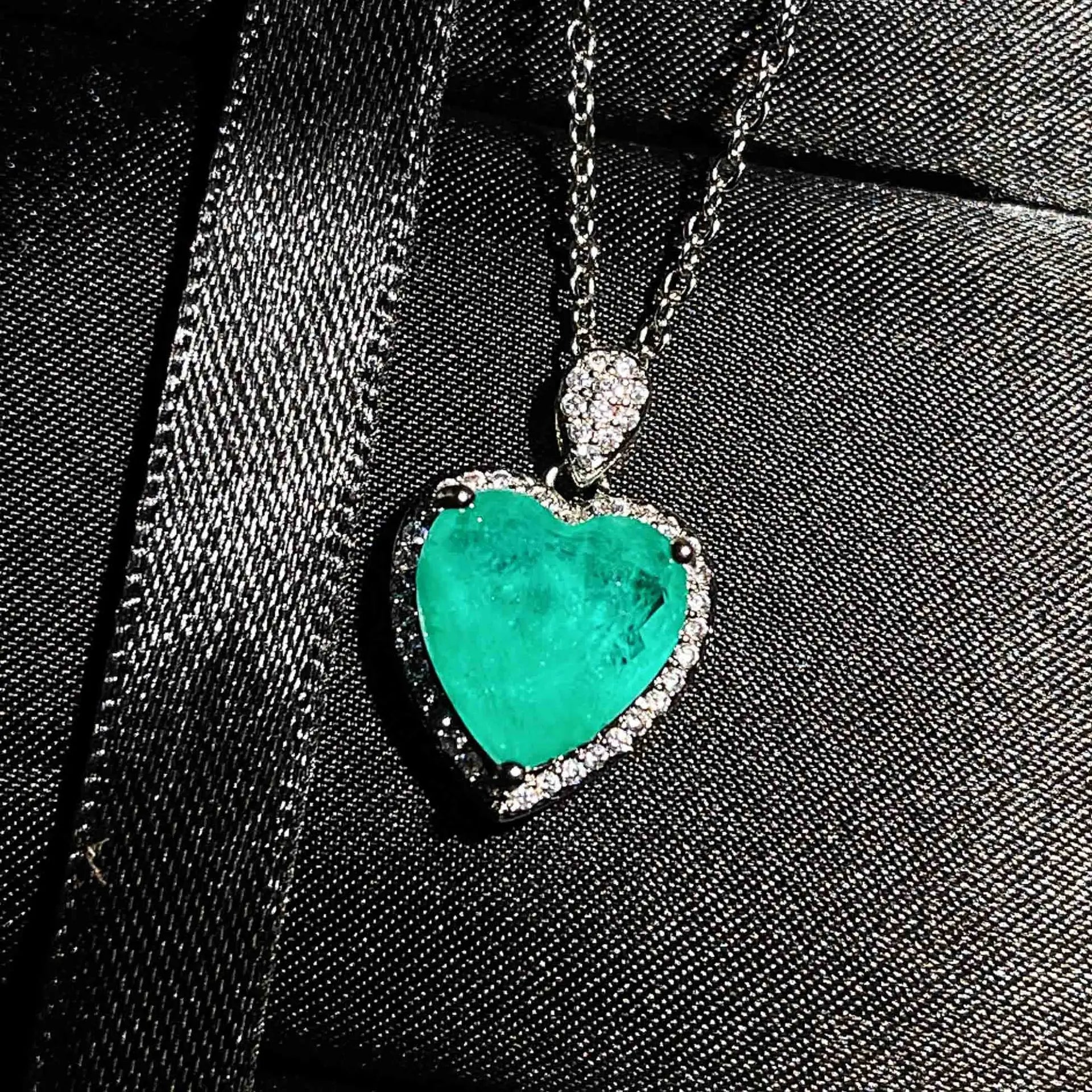 Silver Water-drop Shape Paraiba Tourmaline Gemstone Earrings Necklace Set for Women Temperament Ladies Trendy Vintage Jewelry