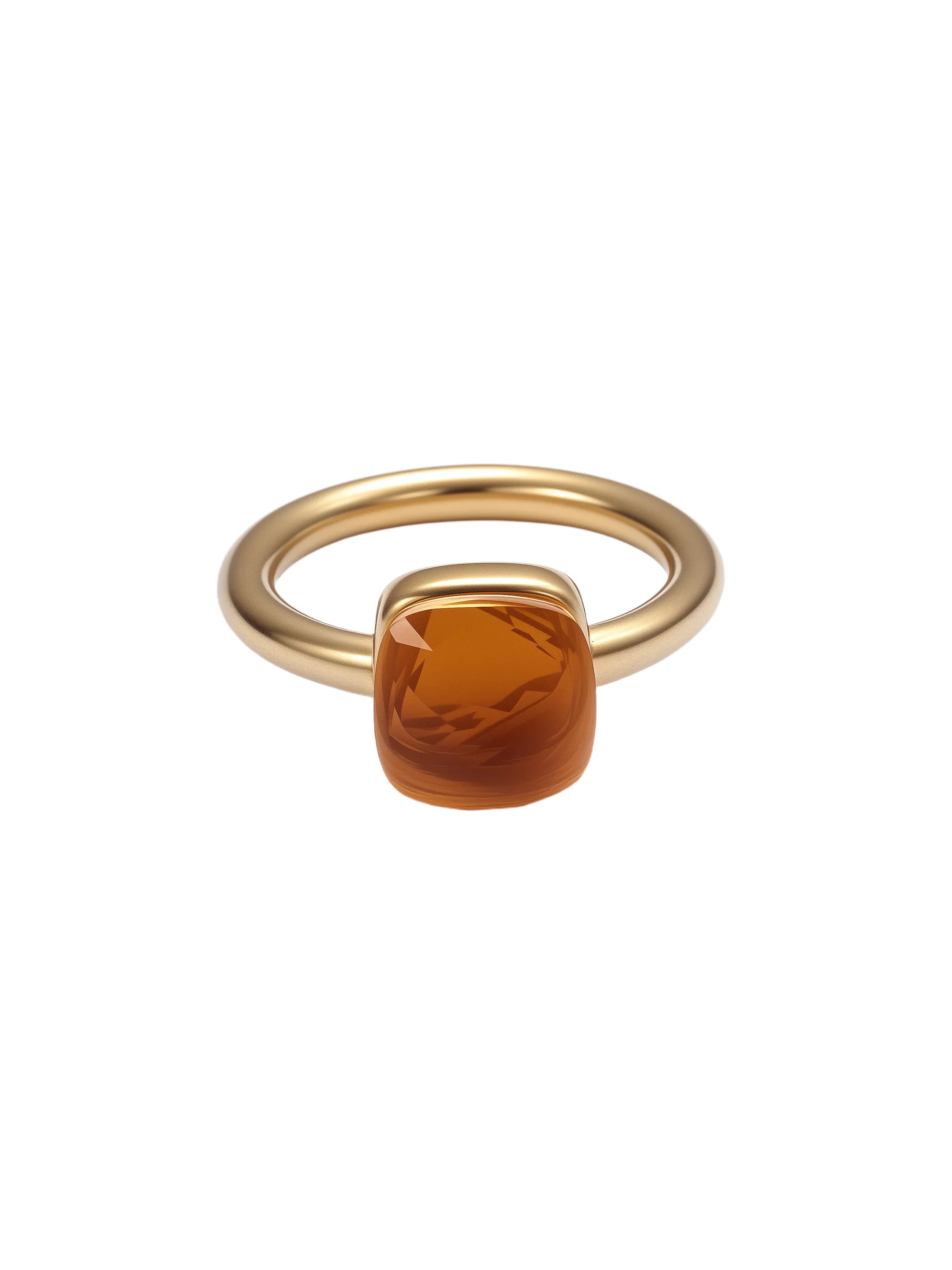 Colorful Crystal Nude Ring for Women 18K Gold Plated Stainless Steel Candy Color Square Stone Statement Rings Jewelry Gift