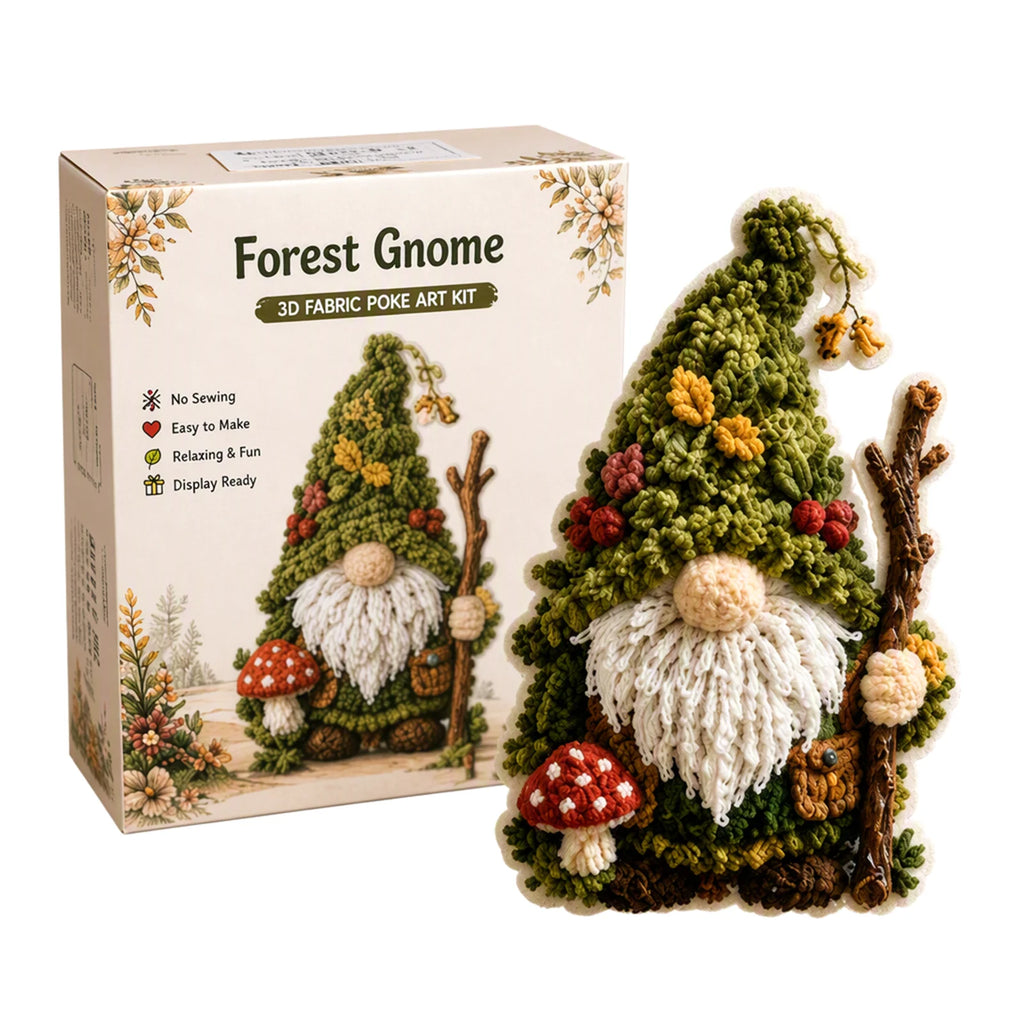 Seasonal Gnome Figurine DIY Fabric Punch Needle Kit 3D Holiday Decoration No Sewing Adult Craft Set