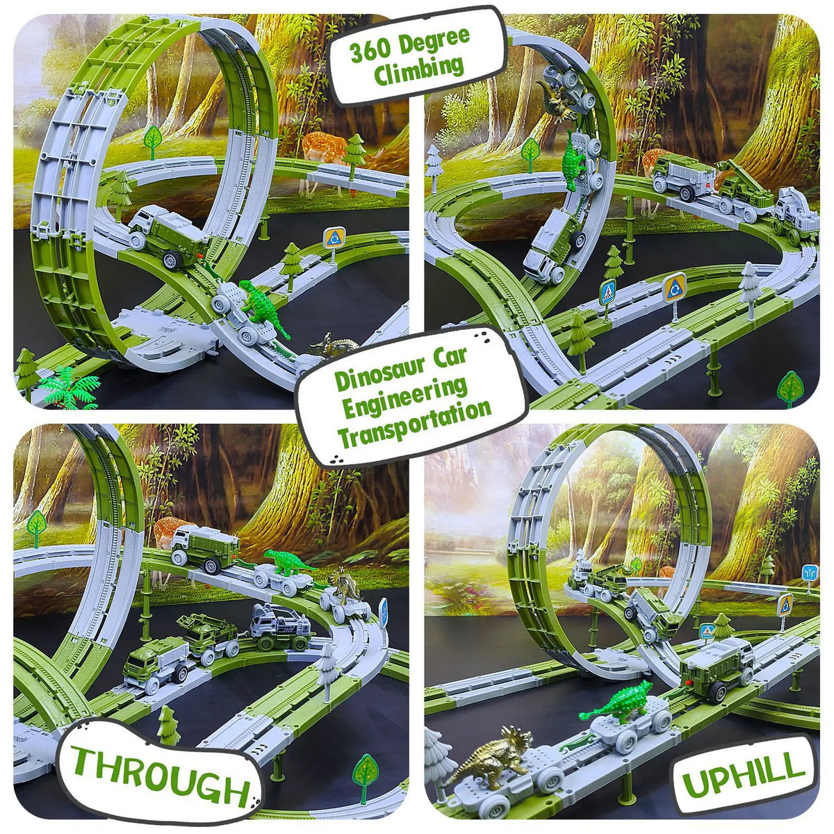 DIY Space Track Toys Dinosaur Racing Car Track Set Magic Climbing Flexible Rail Car Toy for Kids gift