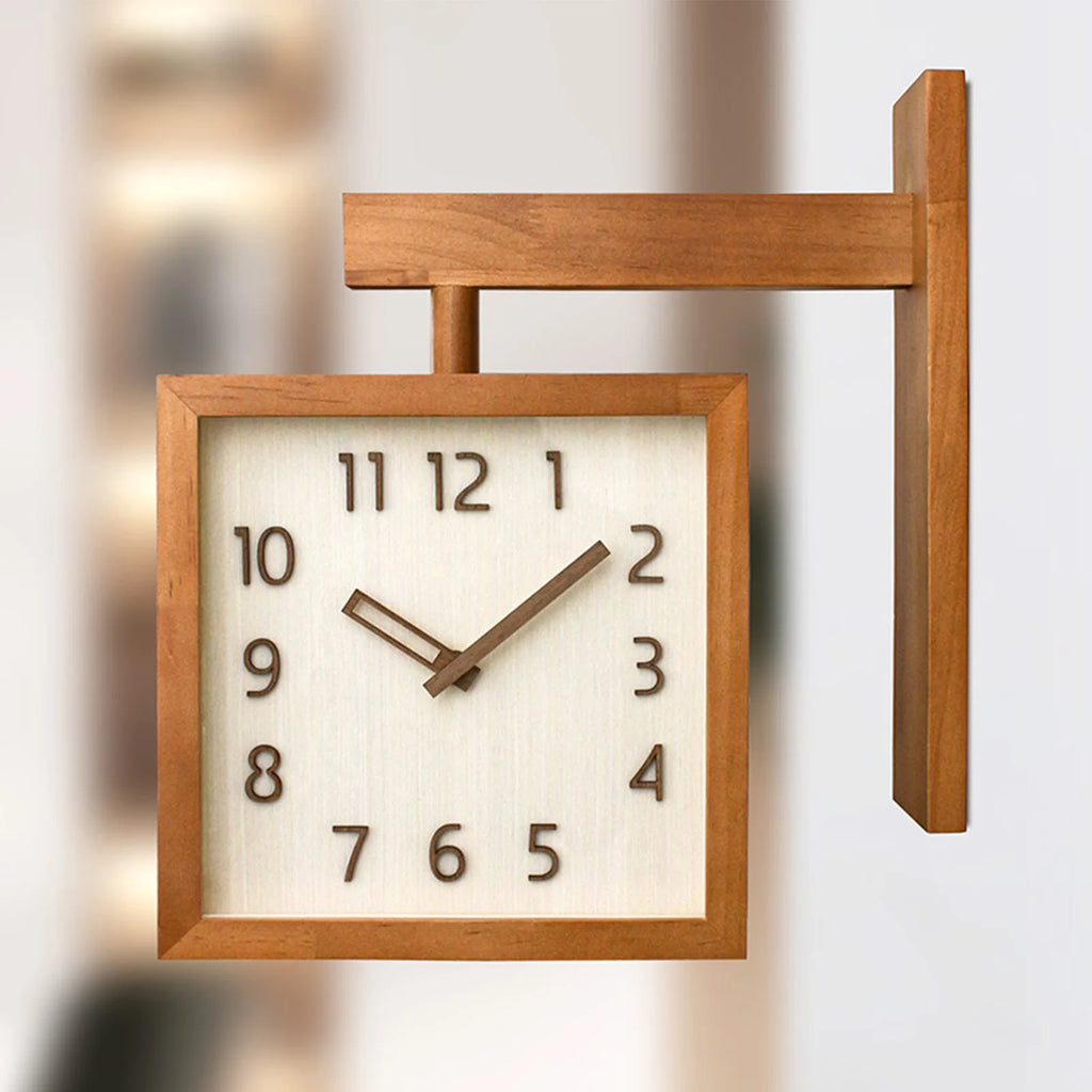 Corner Clock Double Sided Corner Clock  Decorative Silent Wooden Simple Battery Powered for Home  for Living Room