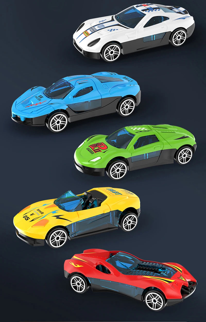 Kid Track Car Racing Set Toy DIY Assembled Track Kits Catapult Rail Car Racing Strategy Game Fun Interactive Social Toy Boy Gift