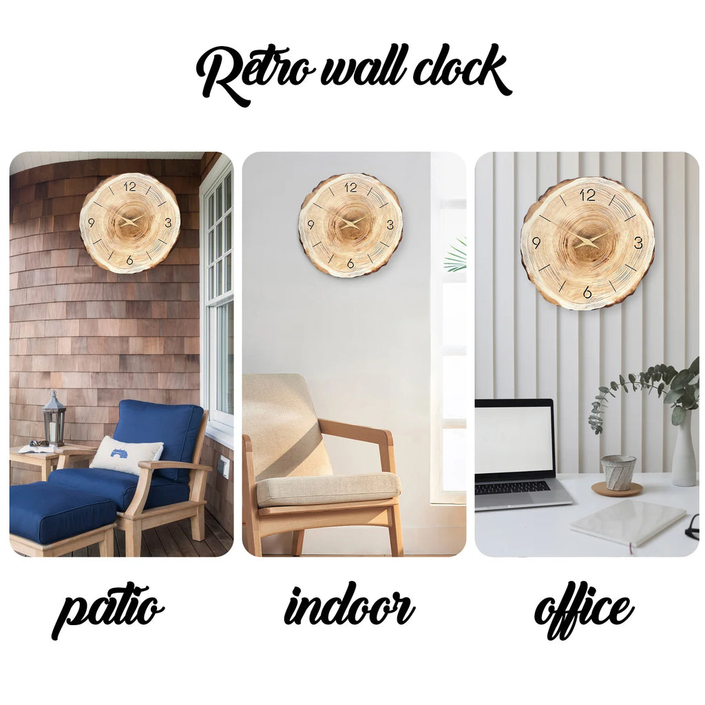 1pc Wooden Ring Wall Clock, Wood Cross-Section Texture Pattern Design of the Original Wood Color Wall Clock, Home Mute Clock