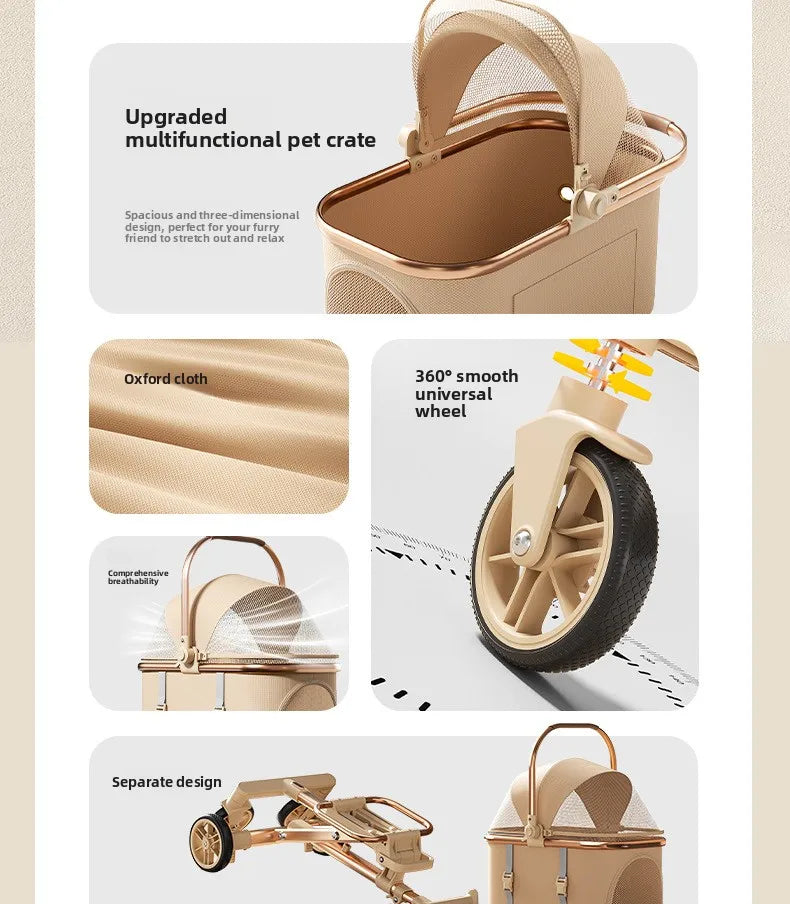 Small Medium Dog Pet Stroller Extendable Luxury Foldable Hand Push Cart Cat Global Seller Pet Stoller Cat Stroller Dog Trolley