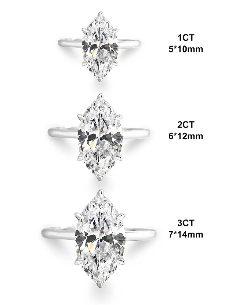 Larmor 925 Sterling Silver Classic 1-3 Carats Marquise Zircon Ring For Women Engagement Wedding Luxury High Quality Fine Jewelry