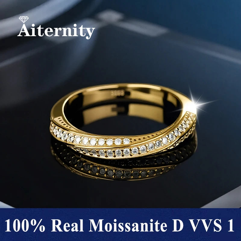 Fashion V Shape D VVS1 Moissanite Row Rings for Woman 925 Sterling Silver Jewelry Gift Woman's Moissanite Diamond Ring