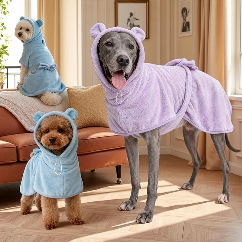 Quick Drying Soft Pet Bath Towel Robe Absorbent Soft Pet Bathrobe Dog Bath Towel for Small Big Medium Dogs and Cat