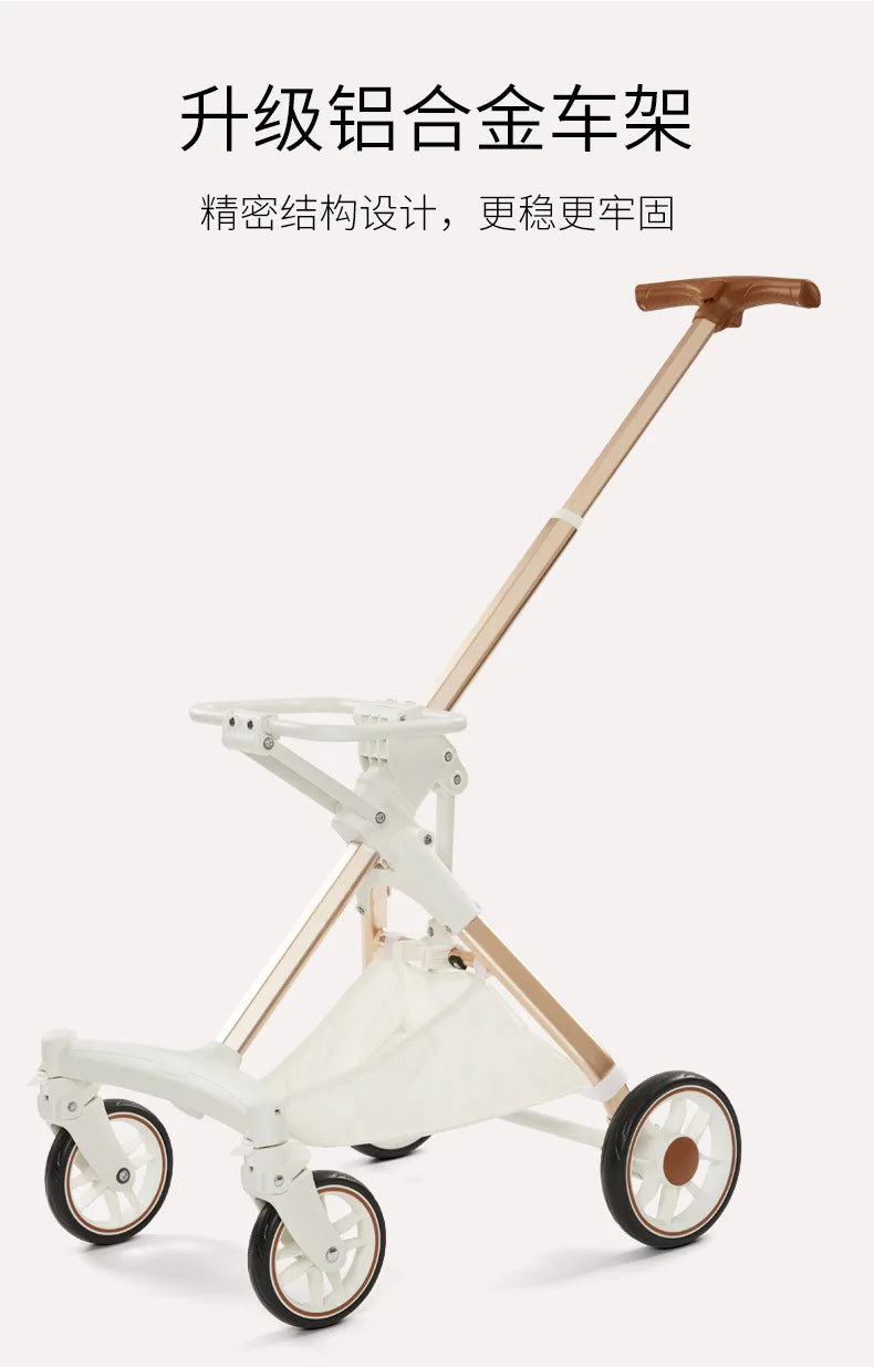 Lightweight White High View Pet Stroller One-click Foldable Cart for Small Medium Dogs Cats Outdoor Travel Pet Supplies Hot Sale