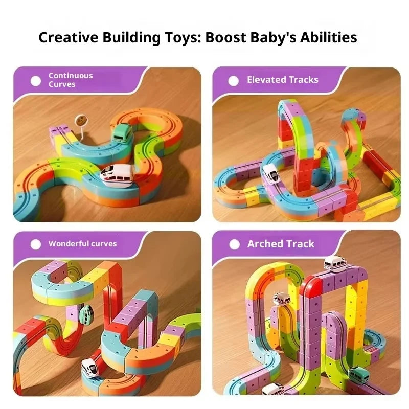 New 8-229pcs Electric Track Set With Anti-Gravity Vehicles - 100+ Pieces Stem Building Toys Creative Diy Railway For Gift Toy