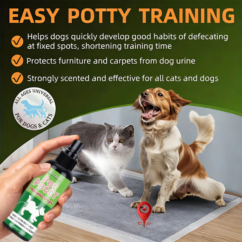 Instant Positioning Guide——Professional Pet Toilet Training Spray, Using Mild Pheromone Scent Signals to Help Puppies and Kittens Quickly Identify the Correct Indoor Location, Creating a Clean, Fast, and Mess-Free Daily H