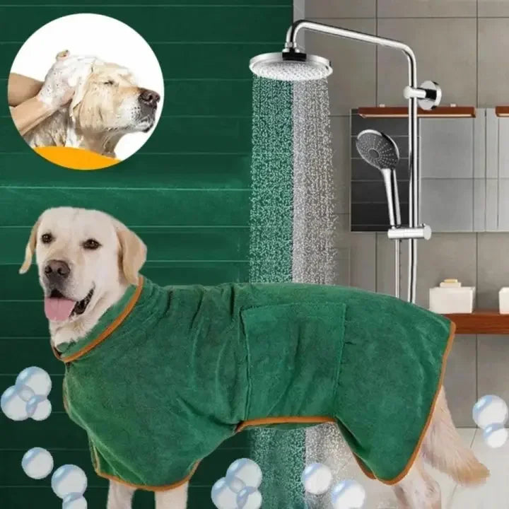 Fast Drying Dog Bathrobe, Microfiber Absorbent Soft Pet Bath Towel Grooming Coat for All Sizes